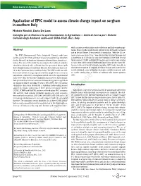 Application of EPIC Model to Assess Climate Change Impact on Sorghum