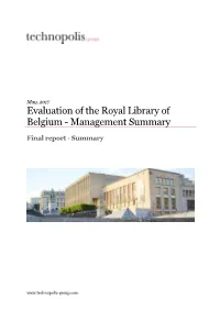 Evaluation of the Royal Library of Belgium - Management Summary