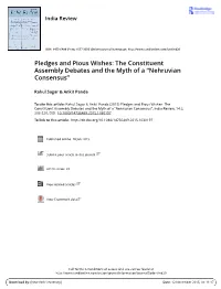 Pledges and Pious Wishes: the Constituent Assembly Debates and the Myth of a “Nehruvian Consensus”
