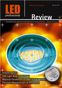 Printed Optics LED Light Bulb Technology Material Parameters of Optical Encapsulates Emission Characteristic & Efficiency