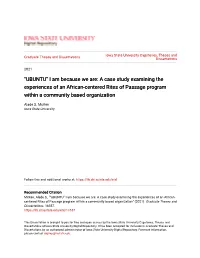 A Case Study Examining the Experiences of an African-Centered Rites of Passage Program Within a Community Based Organization