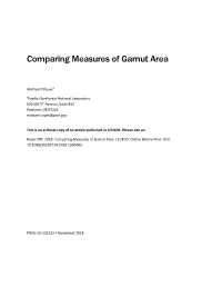 Comparing Measures of Gamut Area