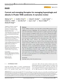 Current and Emerging Therapies for Managing Hyperphagia and Obesity in Prader-Willi Syndrome: a Narrative Review