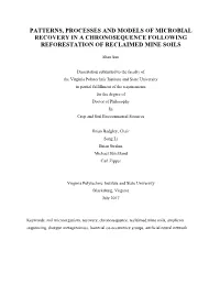 Patterns, Processes and Models of Microbial Recovery in a Chronosequence Following Reforestation of Reclaimed Mine Soils