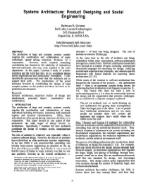 Systems Architecture: Product Designing and Engineering Social