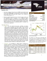 Transcentury Limited (Tcl) Initiation of Coverage