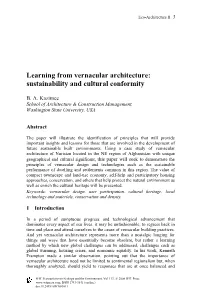 Learning from Vernacular Architecture: Sustainability and Cultural Conformity