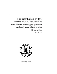 The Distribution of Dark Matter and Stellar Orbits in Nine Coma Early-Type Galaxies Derived from Their Stellar Kinematics Jens Thomas