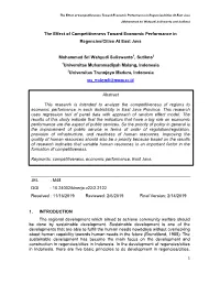 The Effect of Competitiveness Toward Economic Performance in Regencies/Cities at East Java