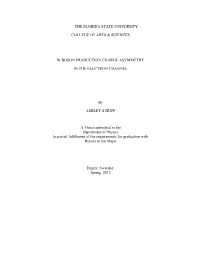 Thesis Submitted to the Department of Physics in Partial Fulfillment of the Requirements for Graduation with Honors in the Major