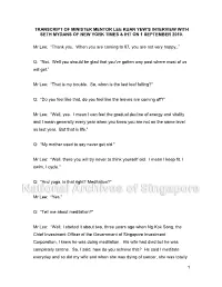Transcript of Minister Mentor Lee Kuan Yew's Interview With