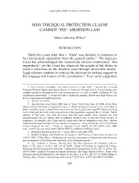 Why the Equal Protection Clause Cannot “Fix” Abortion Law