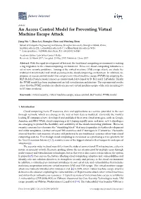 An Access Control Model for Preventing Virtual Machine Escape Attack