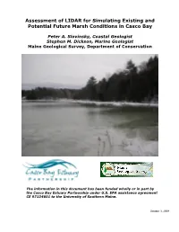 Assessment of LIDAR for Simulating Existing and Potential Future Marsh Conditions in Casco Bay