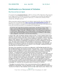 Confirmation As a Sacrament of Initiation by the Most Reverend