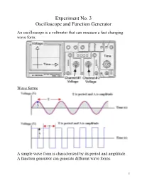 Experiment No. 3 Oscilloscope and Function Generator