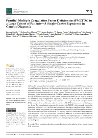 Familial Multiple Coagulation Factor Deficiencies