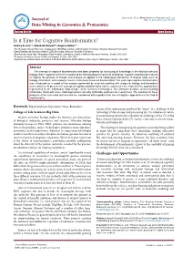Is It Time for Cognitive Bioinformatics?