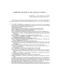Maritime Matters in the Linear B Tab Lets