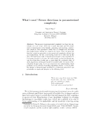 What's Next? Future Directions in Parameterized Complexity