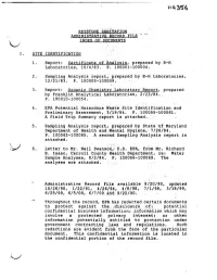 Administrative Record File Index of Documents