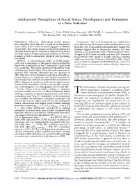 Adolescents' Perceptions of Social Status: Development and Evaluation of a New Indicator Elizabeth Goodman, Nancy E