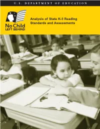 Analysis of State K-3 Reading Standards and Assessments
