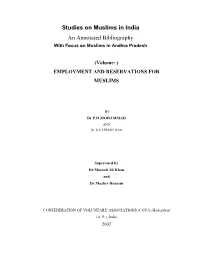 Annotated Bibliography of Studies on Muslims in India