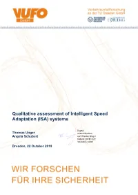 Qualitative Assessment of Intelligent Speed Adaptation (ISA) Systems