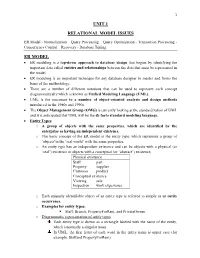 Unit 1 Relational Model Issues Er Model