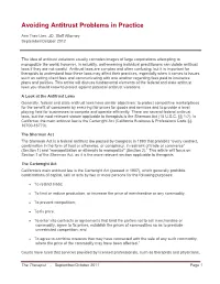 Avoiding Antitrust Problems in Practice