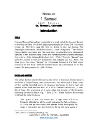 Notes on 1 Samuel 202 1 Edition Dr