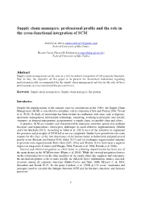 Professional Profile and the Role in the Cross-Functional Integration of SCM