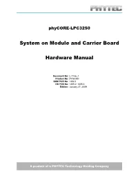System on Module and Carrier Board Hardware Manual