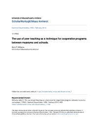 The Use of Peer Teaching As a Technique for Cooperative Programs Between Museums and Schools