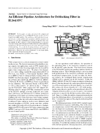 An Efficient Pipeline Architecture for Deblocking Filter in H.264/AVC