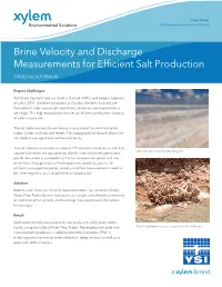Brine Velocity Salt Production with the Flow Probe