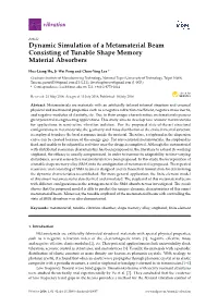 Dynamic Simulation of a Metamaterial Beam Consisting of Tunable Shape Memory Material Absorbers