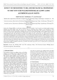 Effect of Microstructure and Mechanical Properties of Friction Stir Welded Dissimilar Aa5083-Aa6061 Aluminium Alloy Joints