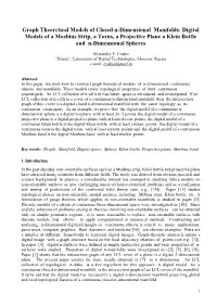 Graph Theoretical Models of Closed N-Dimensional Manifolds: Digital Models of a Moebius Strip, a Torus, a Projective Plane a Klein Bottle and N-Dimensional Spheres