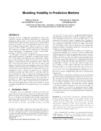 Modeling Volatility in Prediction Markets
