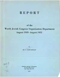 R E P O R T of the World Jewish Congress Organization Department