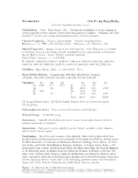 Tetrahedrite (Cu, Fe, Ag, Zn)12Sb4s13 C 2001-2005 Mineral Data Publishing, Version 1