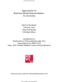 Approaches for Business Model Representation: an Overview