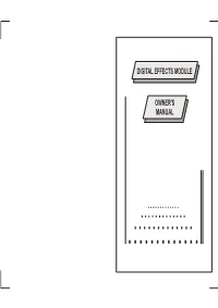 Digital Effects Module Owner's Manual