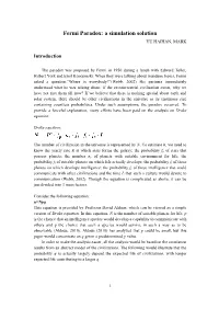 Fermi Paradox: a Simulation Solution YU HAIHAN, MARK