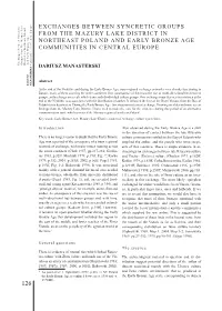 Manasterski Exchanges Between Syncretic Groups from the Mazury