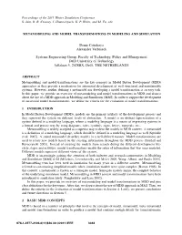 Metamodeling and Model Transformations in Modeling and Simulation