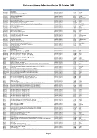 Reference Library Collection Effective 19 October 2015
