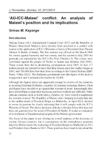 Conflict: an Analysis of Malawi's Position and Its Implications